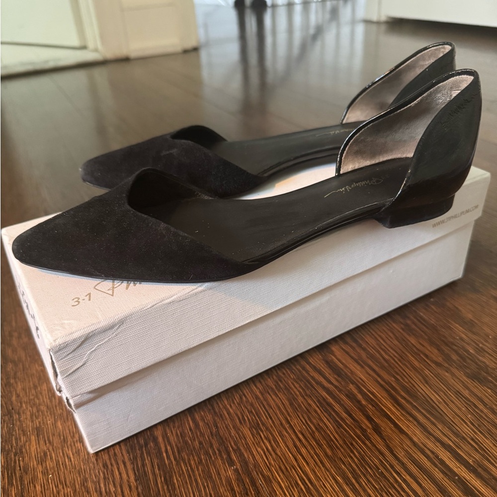 3.1 Phillip Lim “Devon” Women's Suede D'Orsay Flats in black